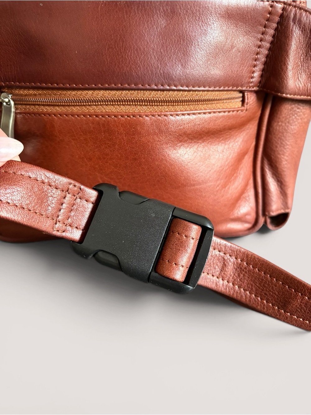 Leather Crossbody Sling Belt Bag in Brown - Picture 11 of 16